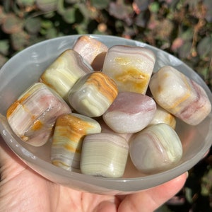 Pink Banded Onyx Tumbles | Pakistan Crystals | Pink Stone Tumbles