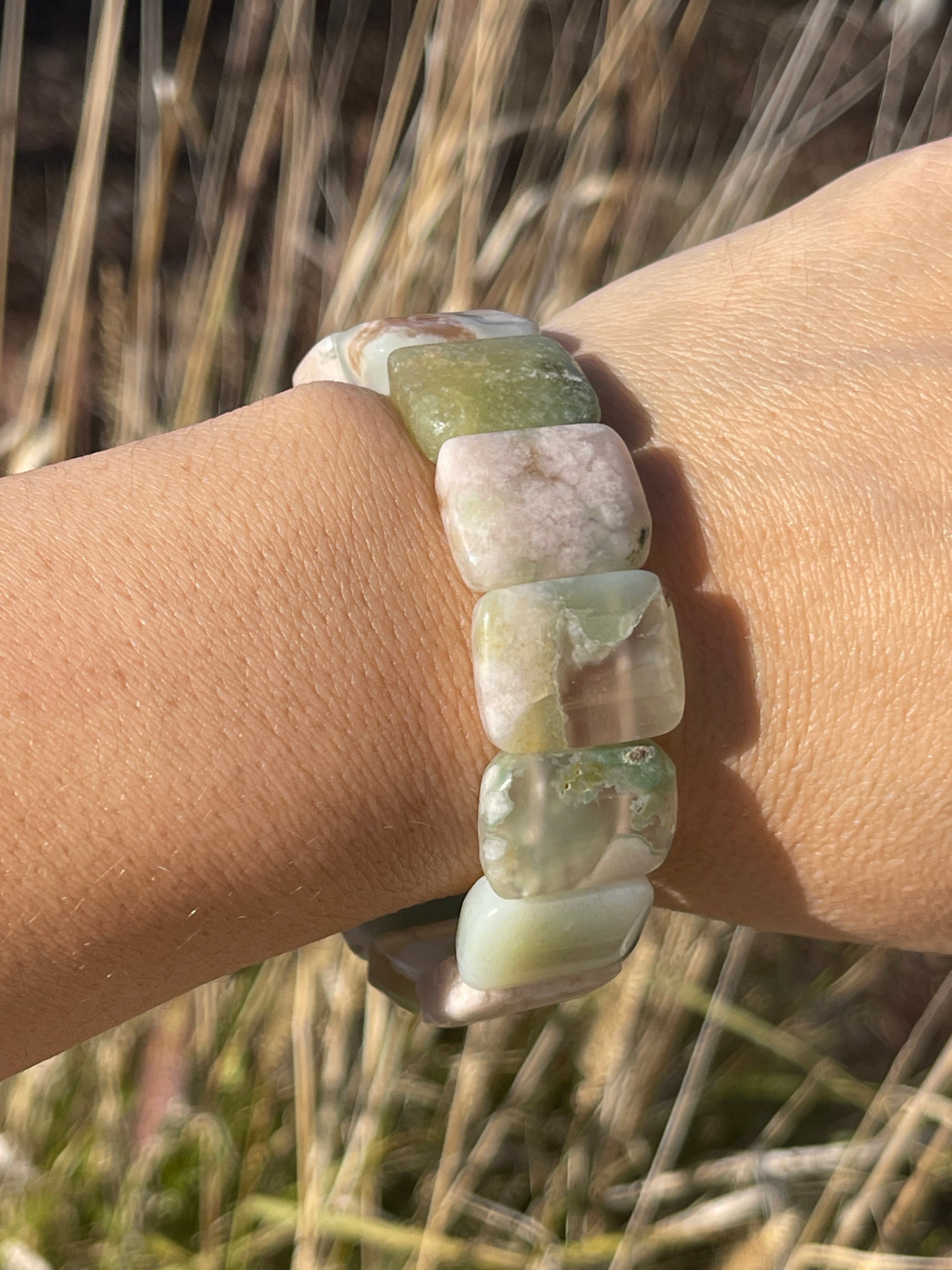 HOJB Natural Madagascar Green Cherry Blossom Agate 5A Beads Bracelet 9-11mm  聚寶軒天然