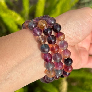 Multicolor Fluorite Gemstone Bracelets (9-10mm)