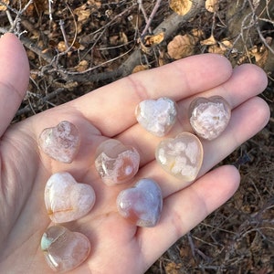 Flower Agate MINI-Hearts, Moons, Stars | Flower Agate Crystals | Crystal Stars, Moons and Hearts