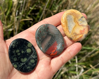 Worry Stones | Crazy Lace Agate | African Bloodstone | Kambaba Jasper | Crystal Worry Touch Stones