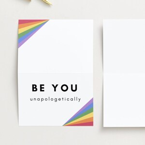 Positive Affirmations: Be Yourself! | Coming Out Card | Queer Art Rainbow Design