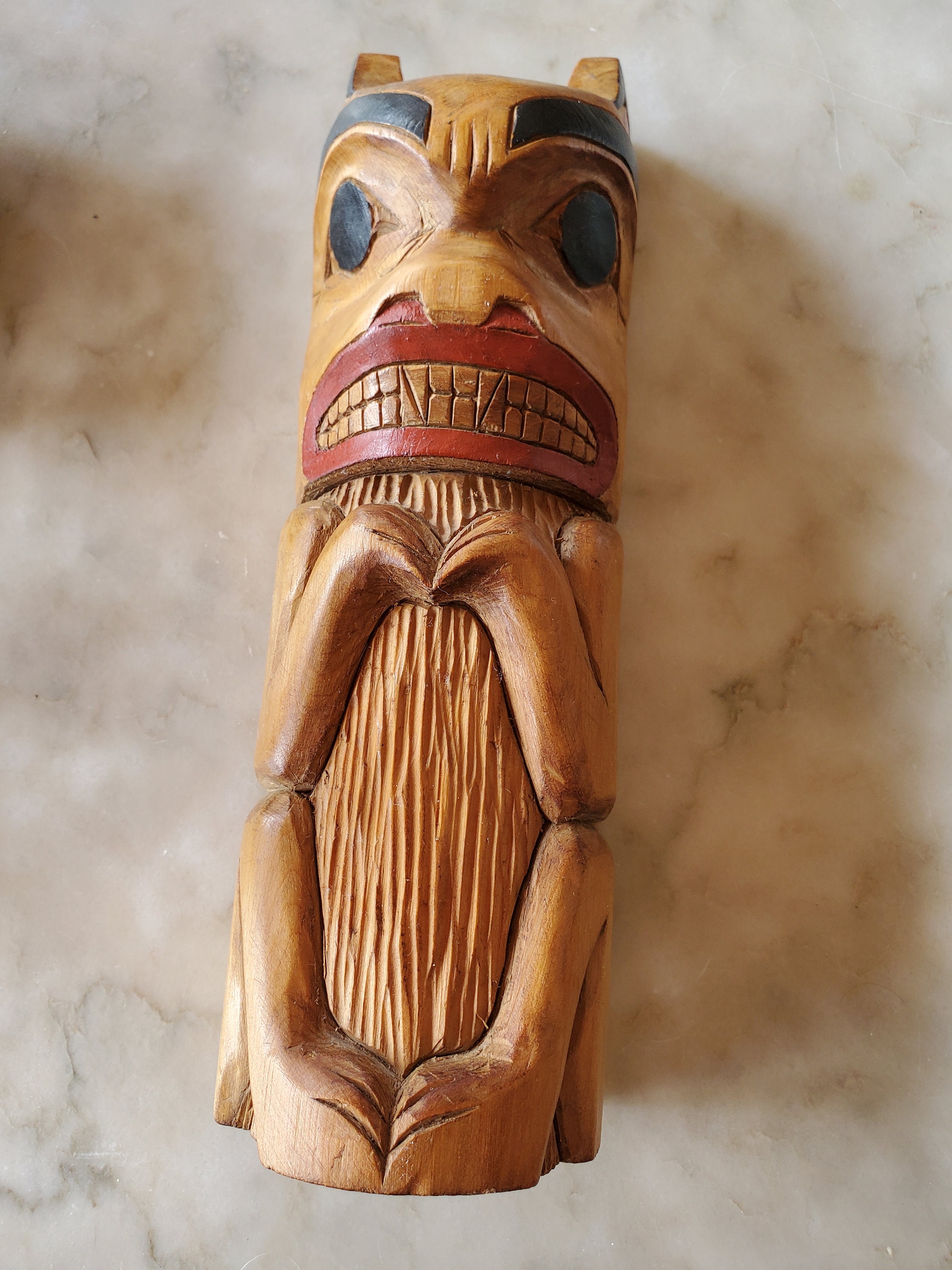 Vintage Northwest Coast Totem wood carving artist signed Randy Etsy