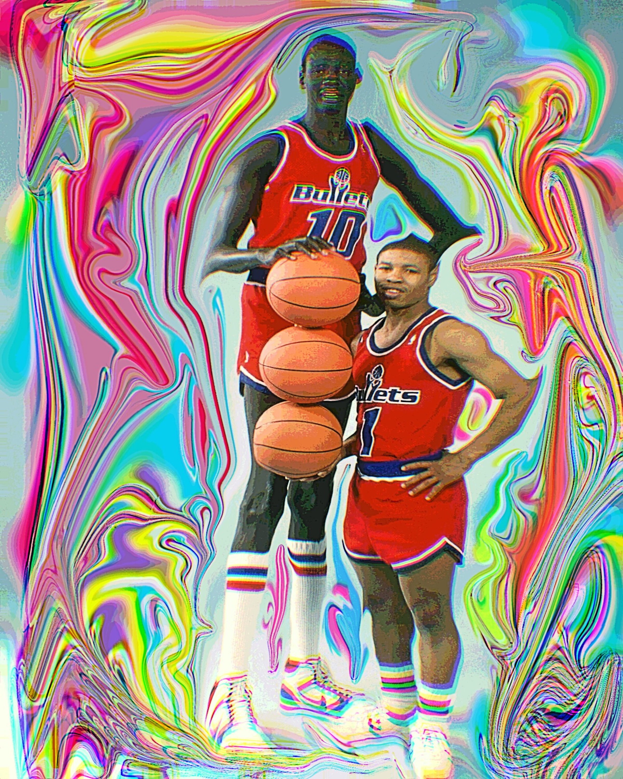 Mugsy Bogues and Manute Bol Psychedelic Art Print Etsy