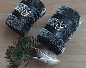 Leren armbanden van bont, cosplay steampunk Viking-armbanden