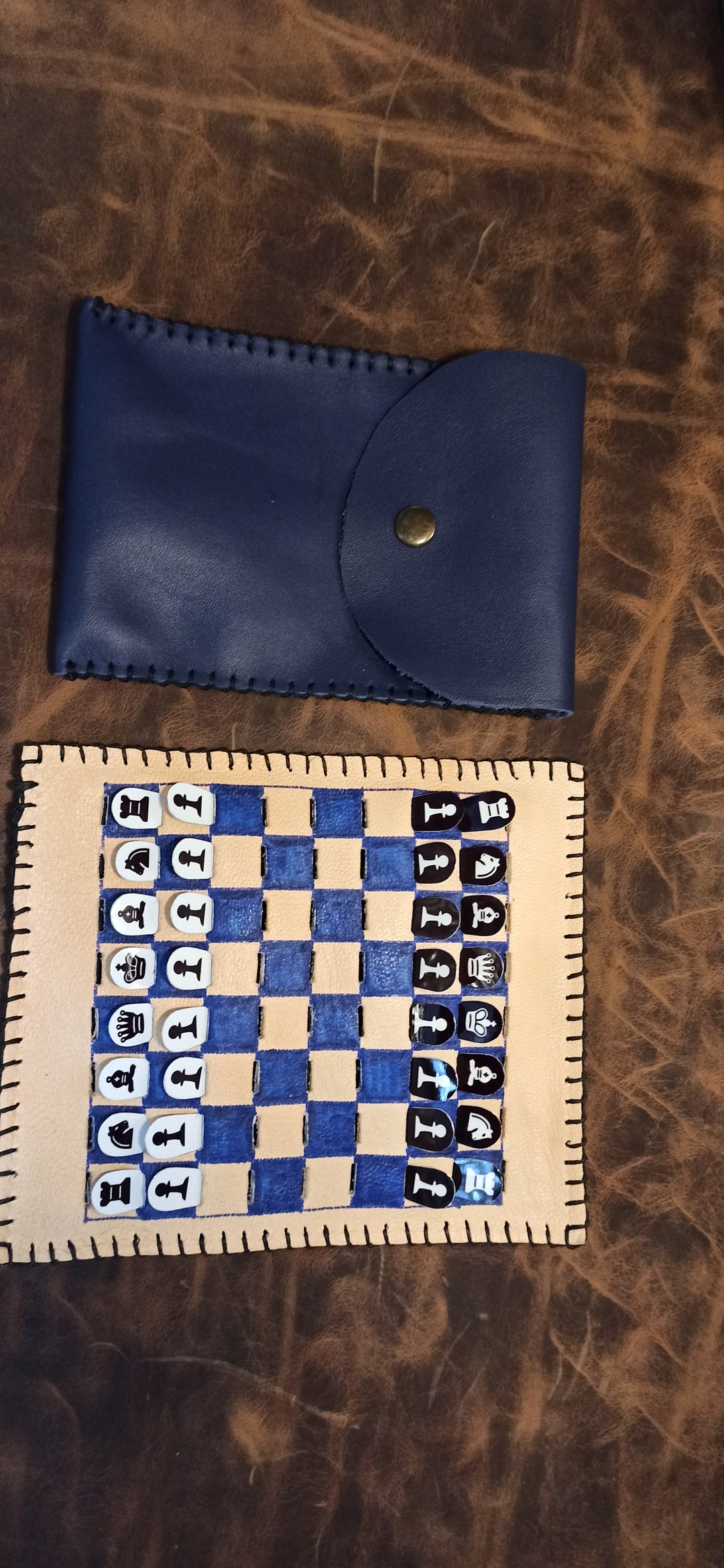Pocket Chess Set, Collectible Chess,special Birthday Gift, Leather