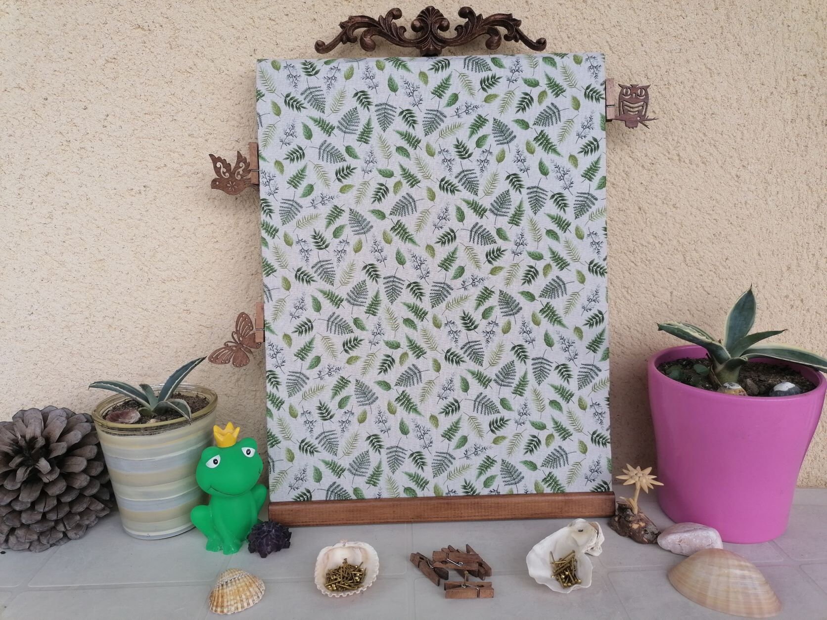 Présentoir à Bijoux Cadre Photos Tableau Artisanal en Liège et Coton Steven Presents