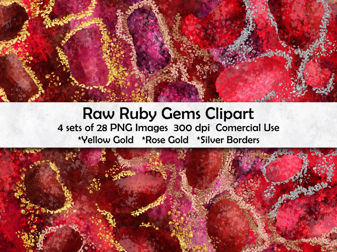 Raw Gems Clipart for Commercial Use, Ruby Red Crystal Gem Stones ...