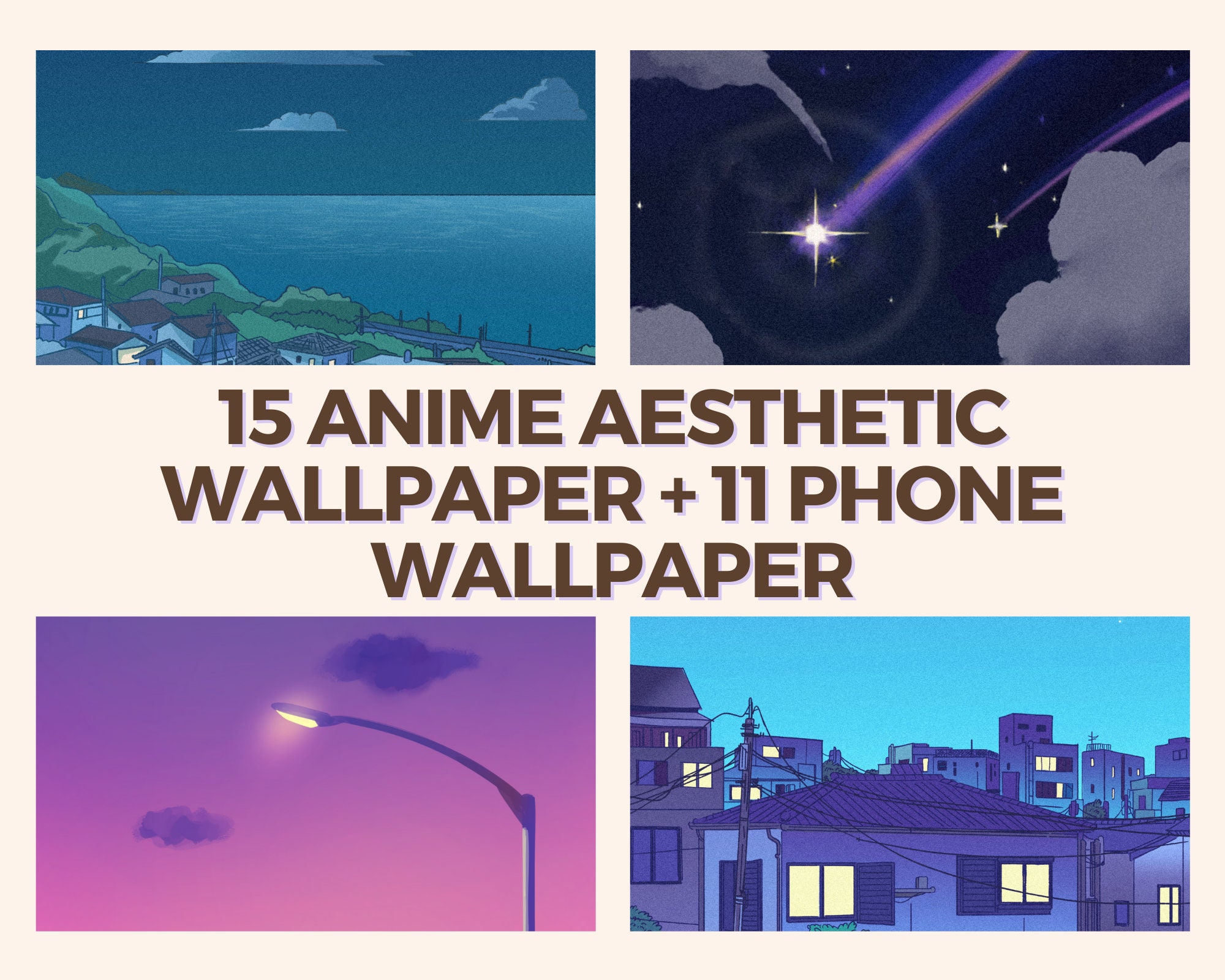 Anime Atmosphere Aesthetic Desktop & Phone Backgrounds Cute - Etsy
