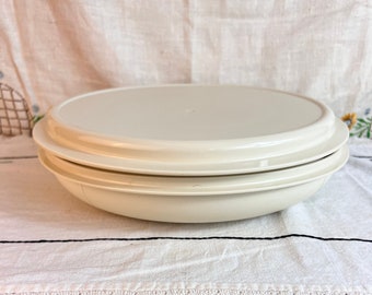 Tupperware 1708 Plat à légumes divisé en bac à légumes beige avec couvercle transparent 1709