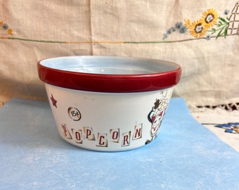 Vintage Popcorn Bowl”Everybody Loves Popcorn”Family Movie Night~Retro Graphic Bowl