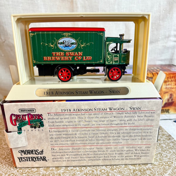 Vintage Matchbox Models of Yesteryear 1918 -Atkinson Steam Wagon “Swan” Great Beers of Yesteryear~New in Box~Collectibles