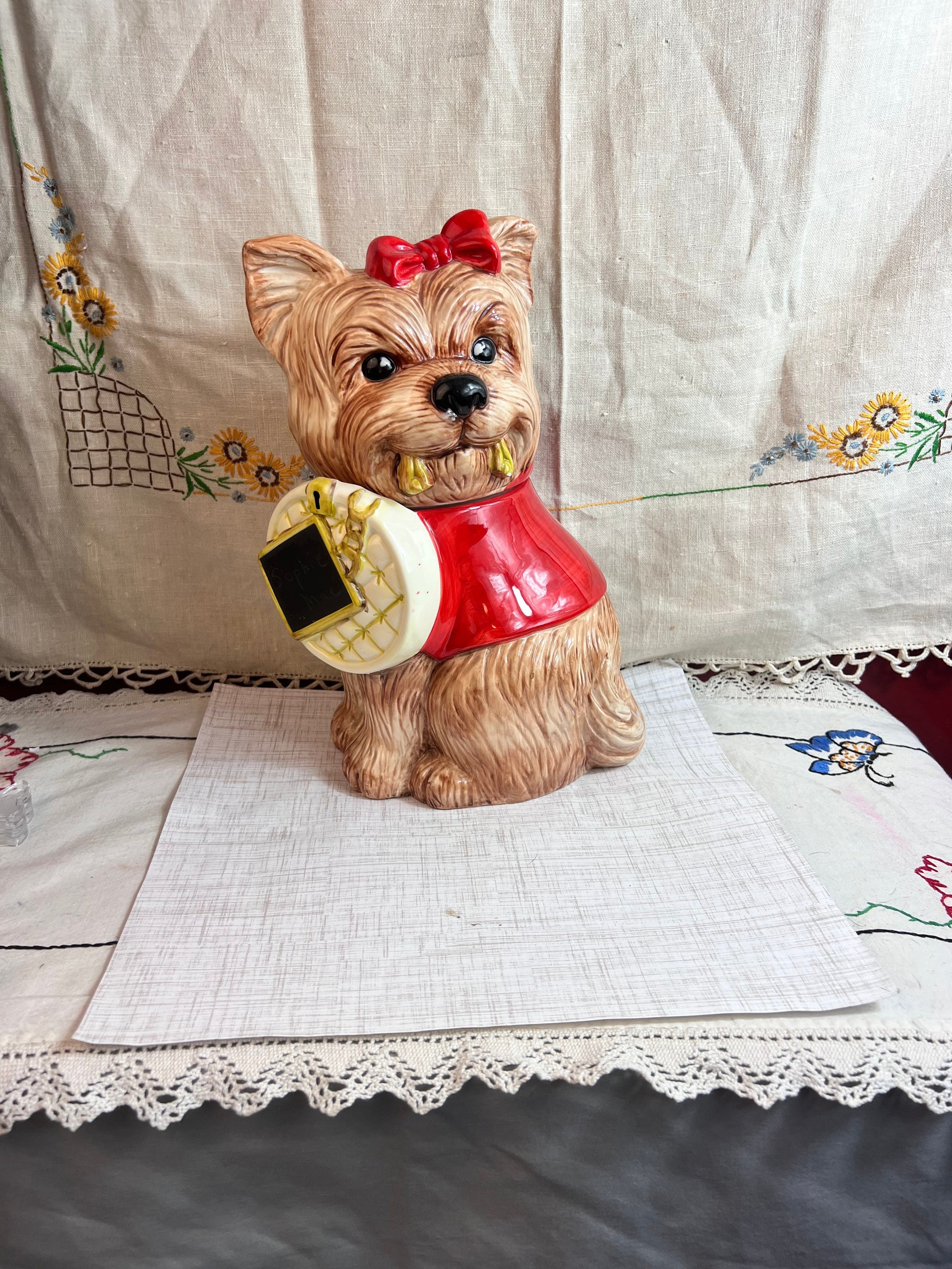 Vintage Davids Cookies Yorkie Yorkshire Large Ceramic Cookie Jar