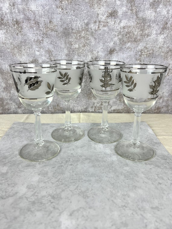 Libbey silver Leaf Cocktail/wine Glasses, Set of 4 
