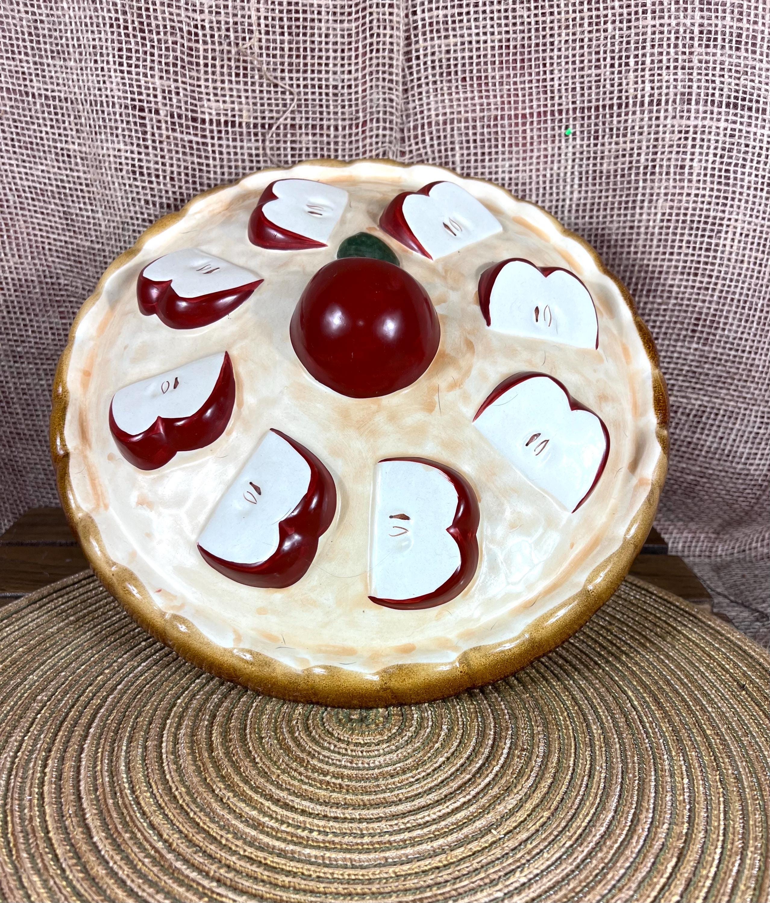Vintage Ceramic Apple Pie Dish With Lid~pie Server~farmhouse