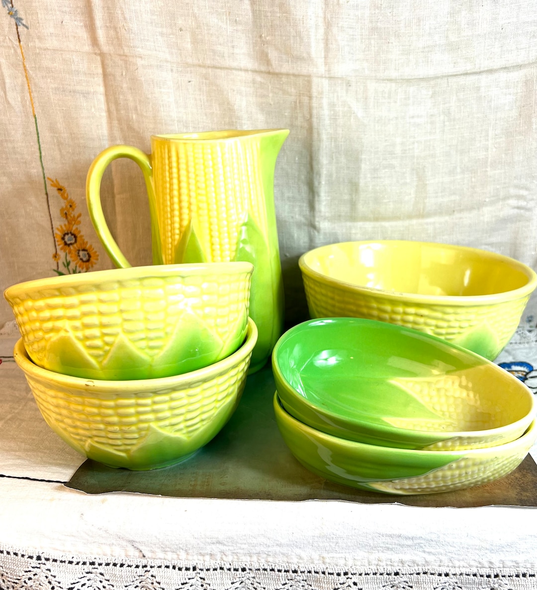 Vintage Terrace Ceramics 6 Piece Corn King Oven Proof Serving Set Etsy