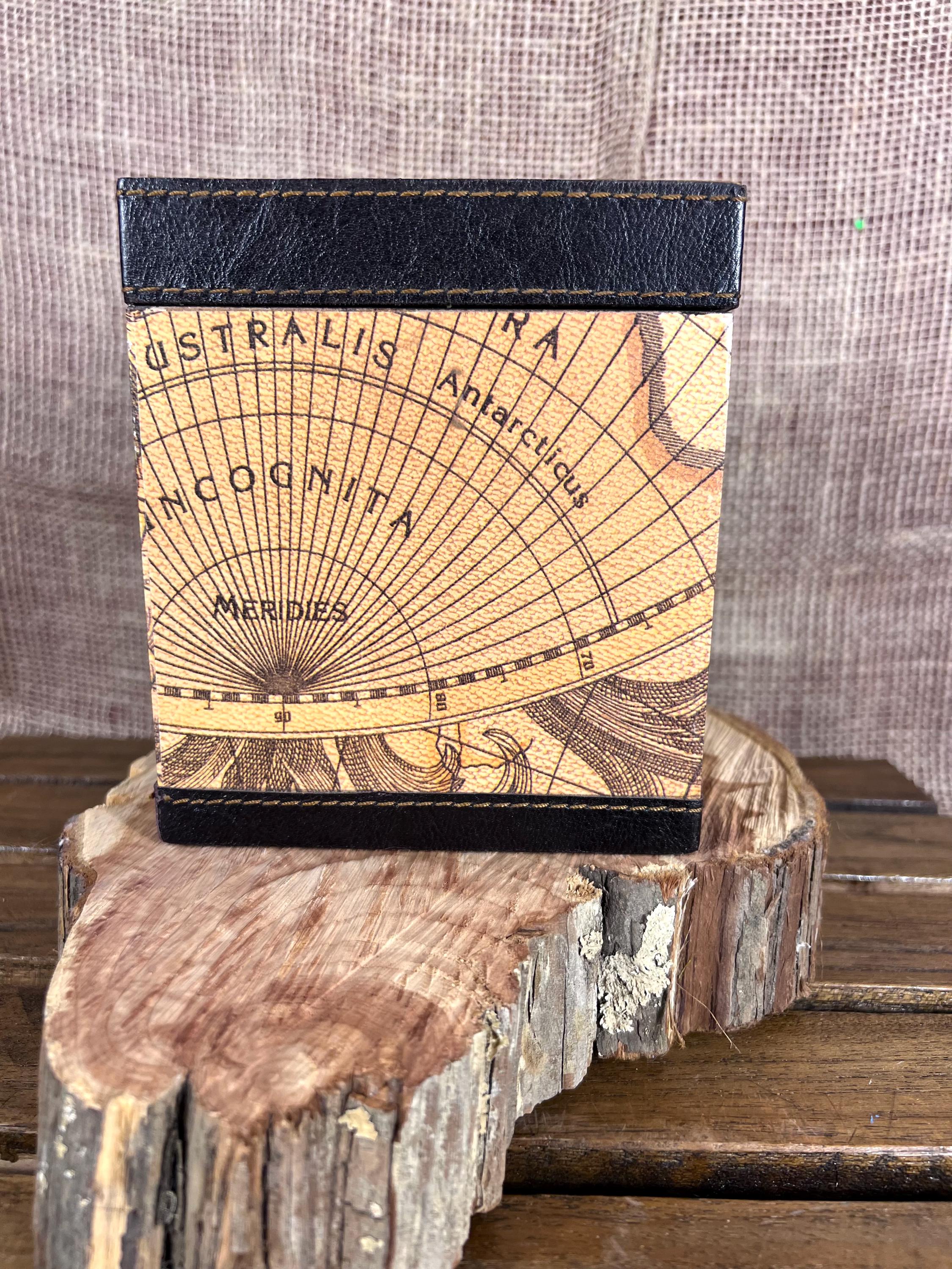 Old World Antique Map/traveler Faux Leather Storage/treasure Box