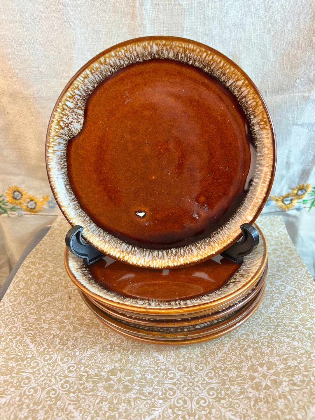 Vintage Oven Safe Brown Drip Salad Platessimilar to Hull Etsy