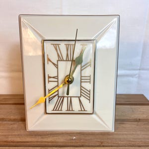 Porcelain Lenox Table/Mantel/Cream Gold Accents~Rectangular~Battery Operated~Made in USA