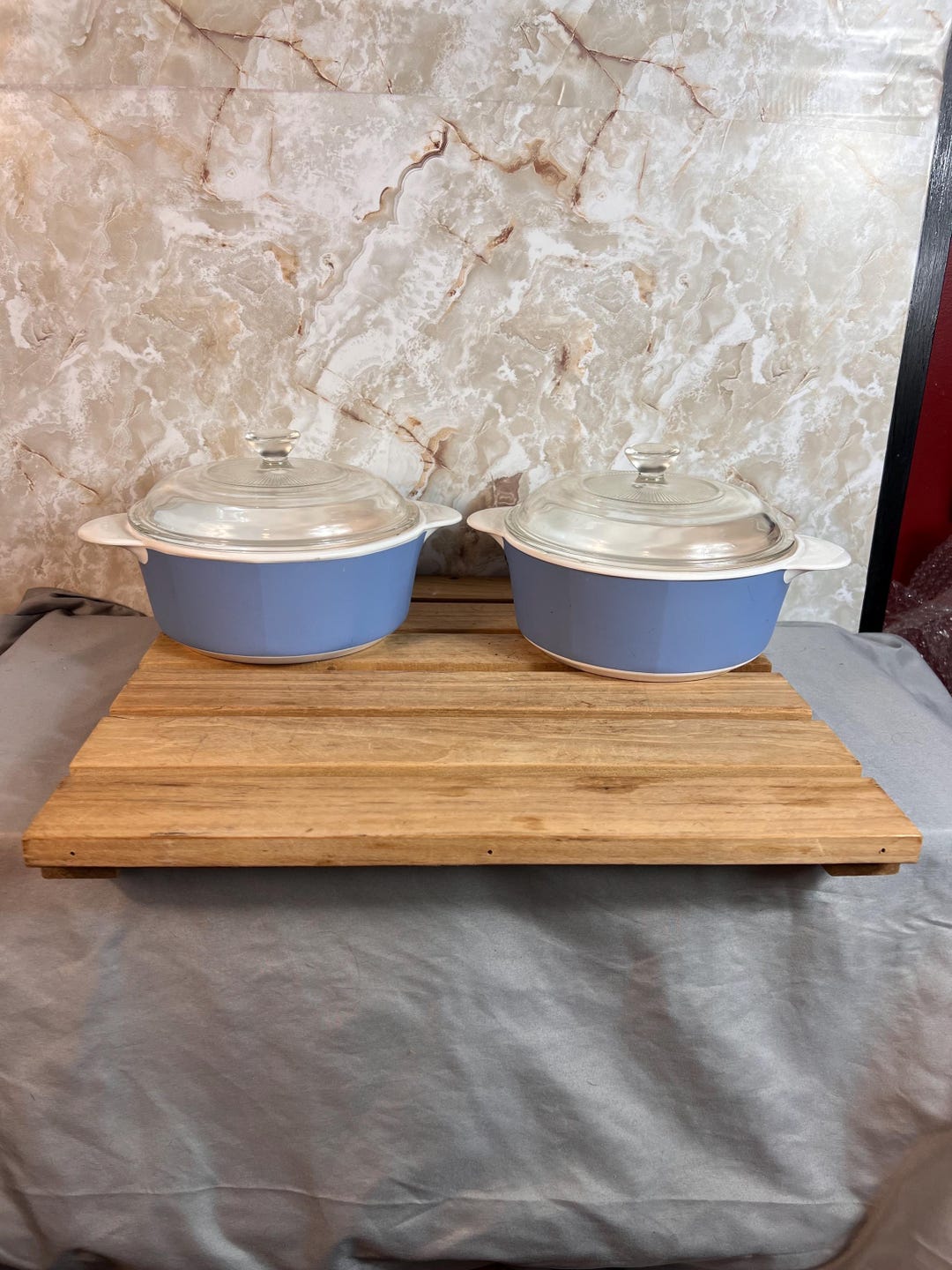 Vintage Corning Ware Pyroceram Blue Clear Lid 1 1/4 Quart Round ...