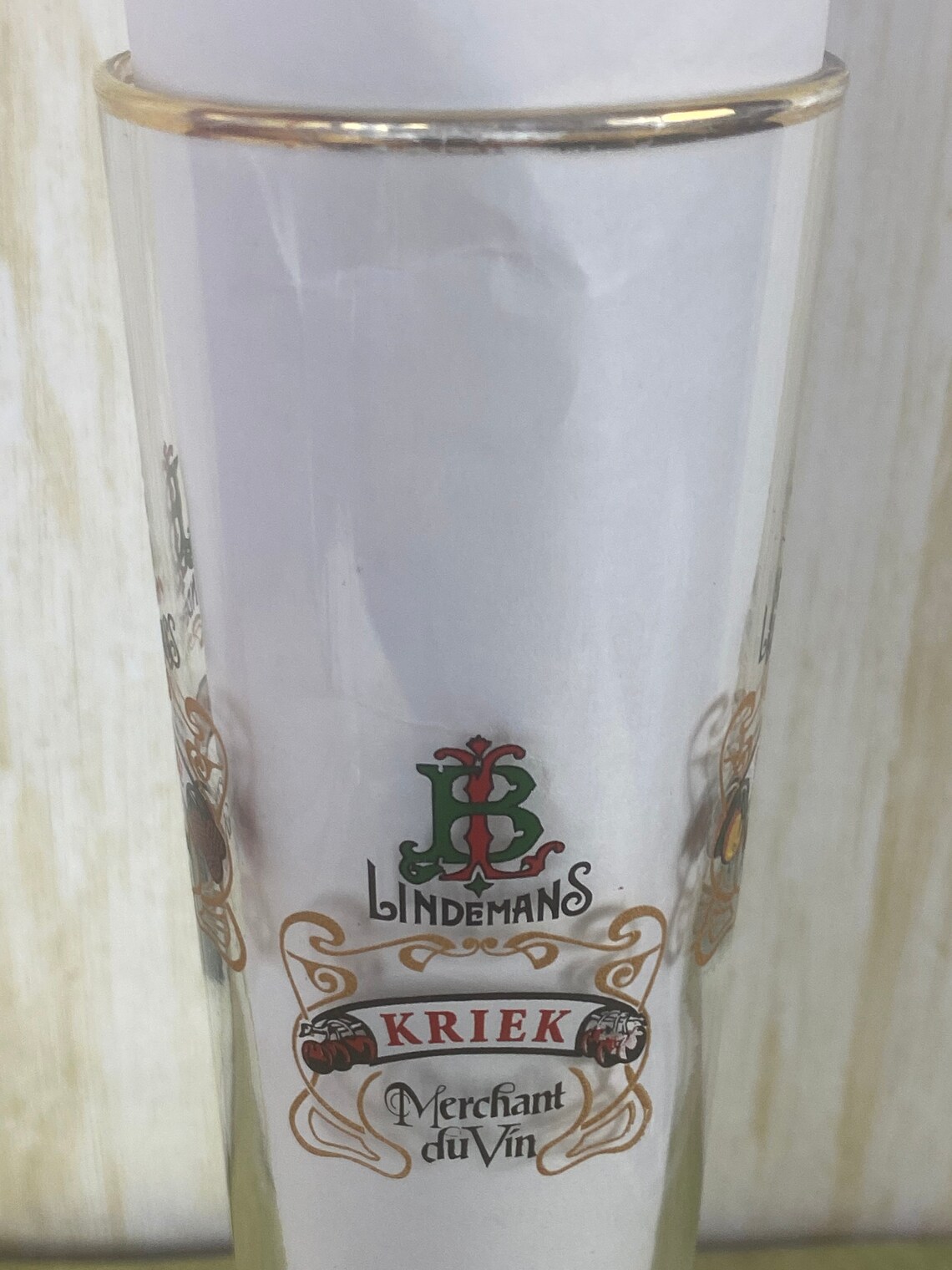Set of 4 Lindemans Flute Style Beer Glasses. Framboise