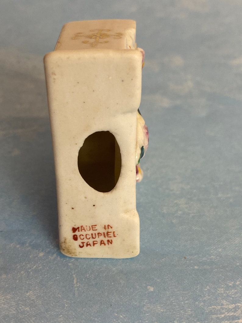 Miniature Porcelain Clock Figurine Made in Occupied Japan between 1947-1952