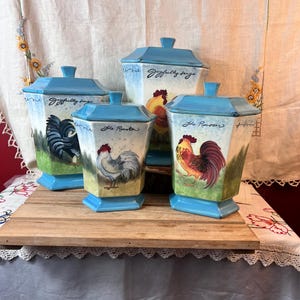 Susan Winget Rooster Canisters - Etsy