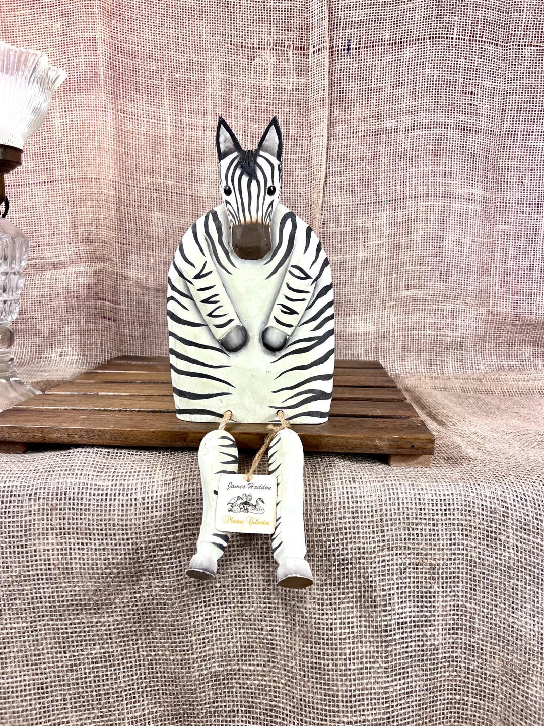 Hand Carved Jointed Wooden Shelf Sitter Zebra~james Haddon Masters