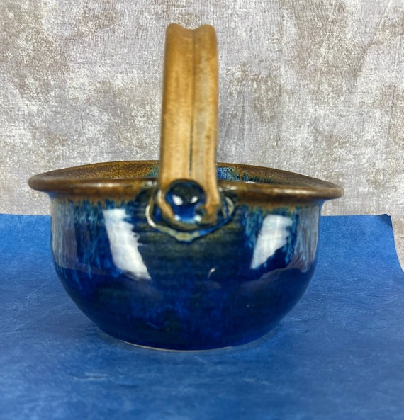 Vintage Drip Paint Pottery High Glaze Home Decor Basketbrown Etsy