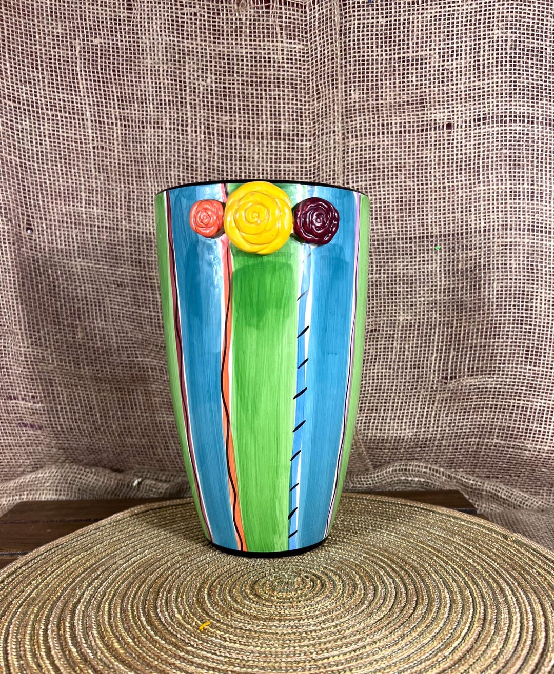 Vintage Blue Ridge Designs Art Pottery 3D Handpainted Vase - Etsy