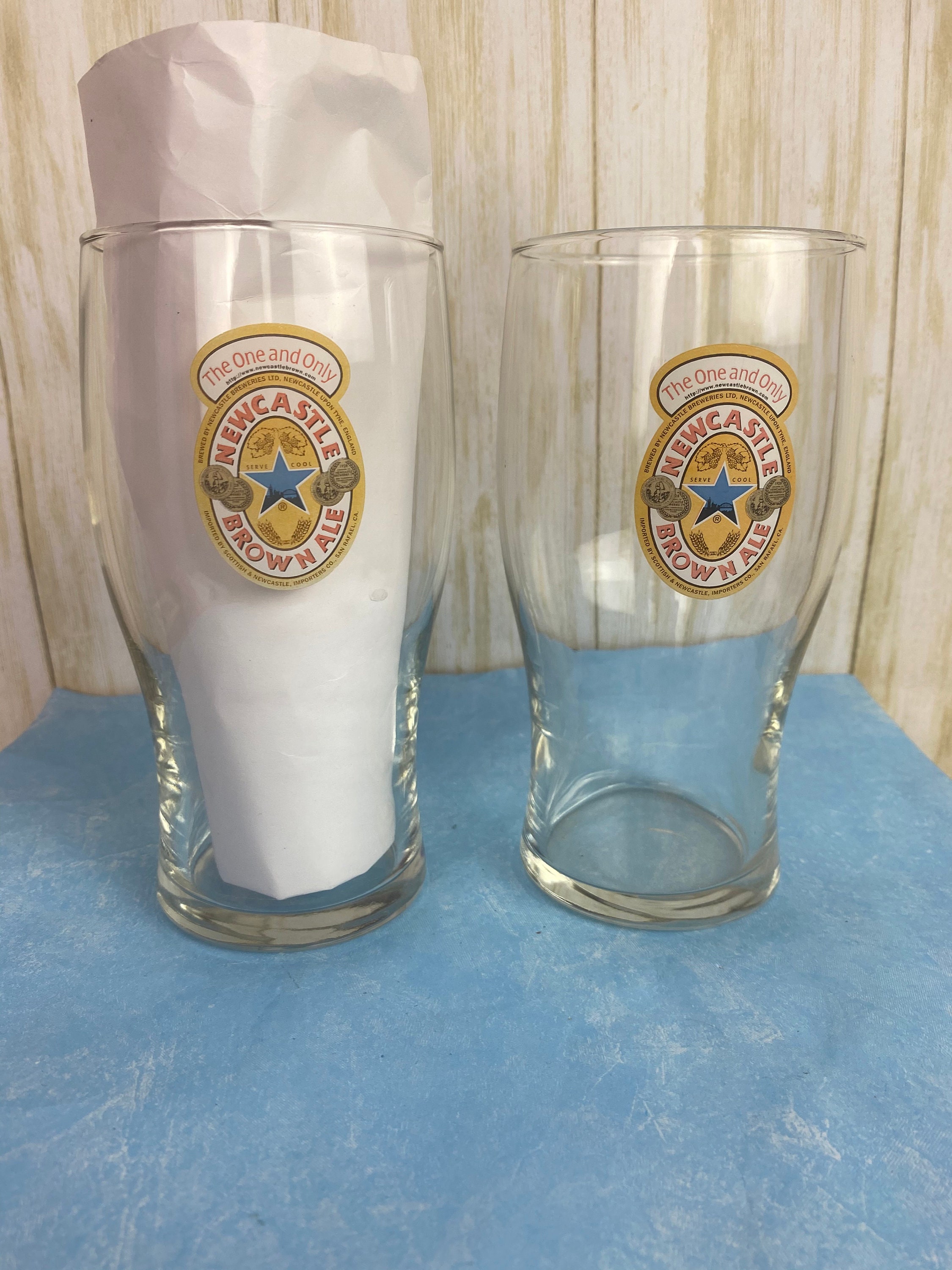 Conjunto de 2 gafas de cerveza Newcastle Brown Ale Schooner Etsy