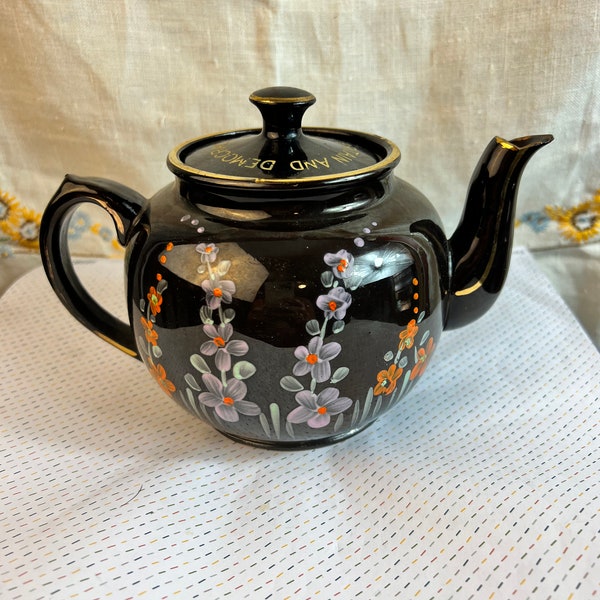 Staffordshire Pottery Teapot "For USA Britain and and Democracy" - WW II Memorabilia~Teapot