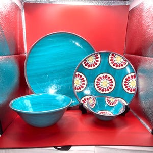 Melamine Boho Dinnerware~4 Salad Plates~ 4 Dinner Plates~4Salad Bowls~4Dessert/Appetizer Bowls~ Sold Separately