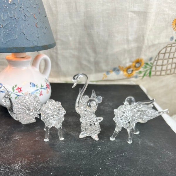 Hand Spun Blown Glass Lacework Animals~Various Animals Available~Swan,Bird,Mouse, Pig and Snail~6 Available