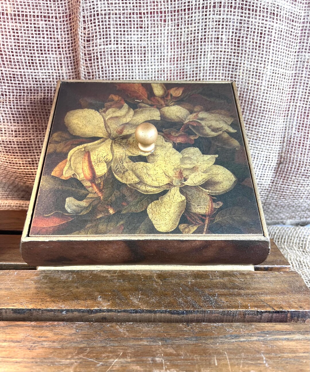 Decoline Victorian Floral Footed Jewelry Writing Trinket Rectangle Box ...