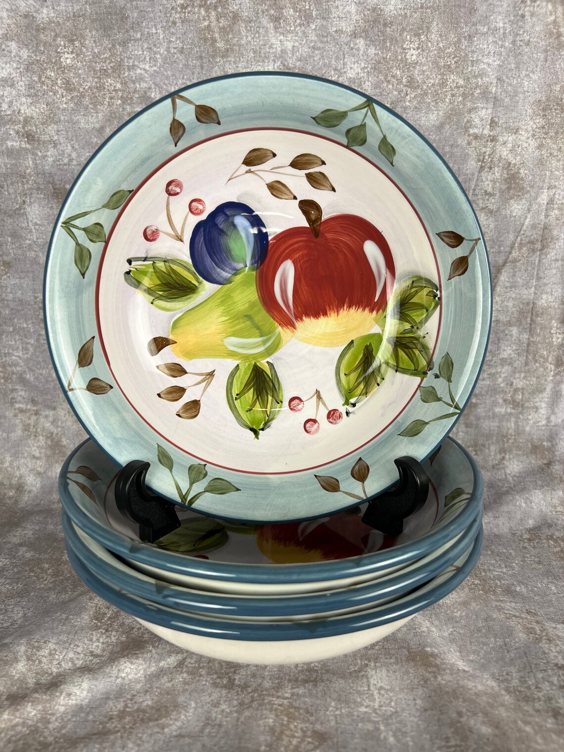 Set of 4 Black Forest Fruits Dinnerware China by Heritage Mint Etsy