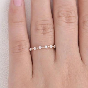 14K White Gold Moissanite Ring Women&#39;s Moissanite Band, Stacking Ring, Stackable Band, Engagement Ring Spacer Band, Anniversary Gift For Her
