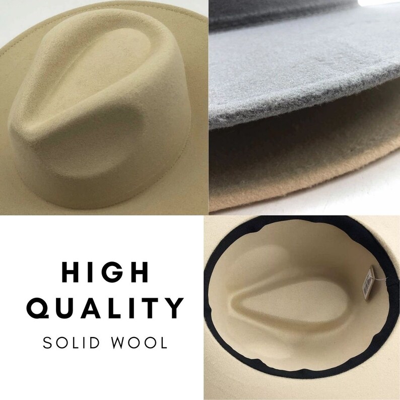 Wool Felt Jazz Fedora Hats For Men Or Women White Wide Brim Boho Style Band Fedora Hat