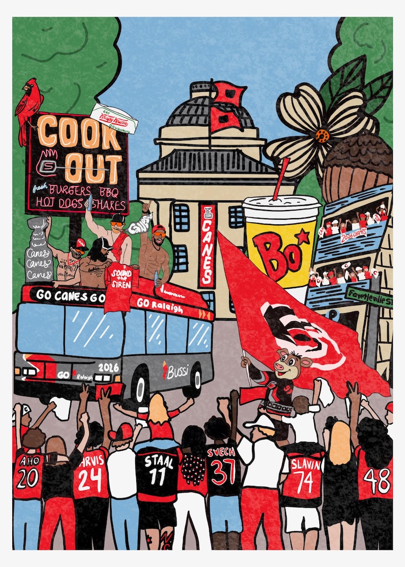 Carolina Hurricanes Stanley Cup Raleigh NC Parad 2026 Konsttryck - Canes minnespresent till fan bild 2