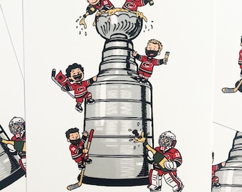 Konsttryck för Carolina Hurricanes Stanley Cup – Raleigh 2026 Hockeyfirande