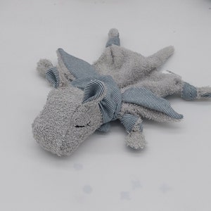 Small cuddly dragon gray / gray stripes / cuddly toy / cuddly blanket / gift / birth