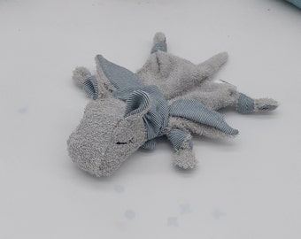 Small cuddly dragon gray / gray stripes / cuddly toy / cuddly blanket / gift / birth