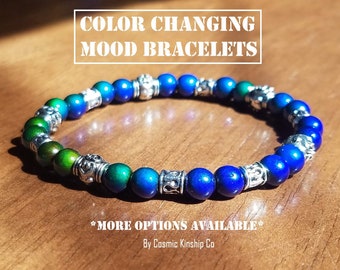 Mood Bracelet, Mood Bead Bracelet, Mood Jewelry, Calming Bracelet, Mirage Beads, Color Change Bracelet, Bracelet Homme, Mood Beads