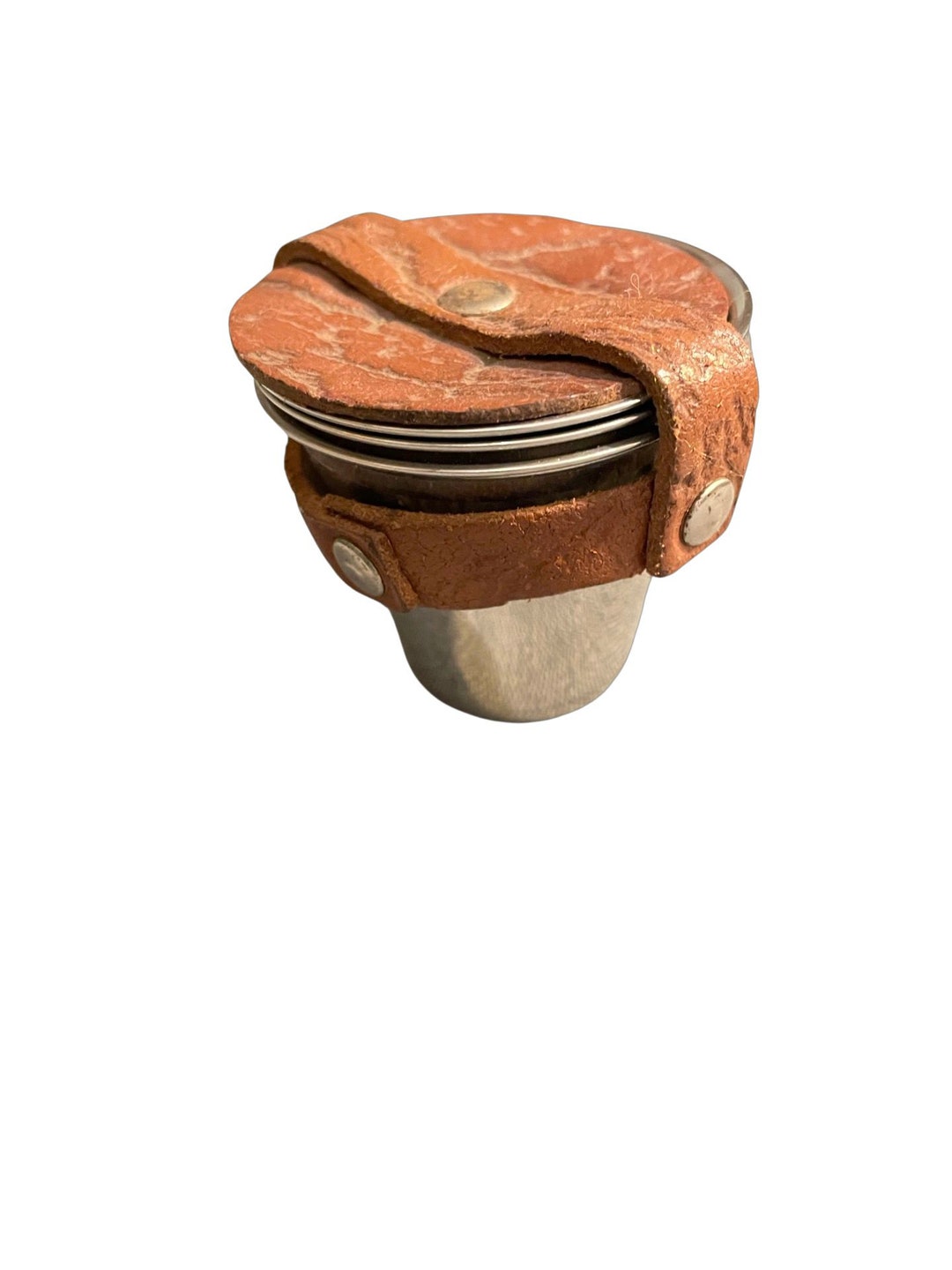 Vintage Rostfritt Travel Shot Glasses With Leather Strap . Etsy