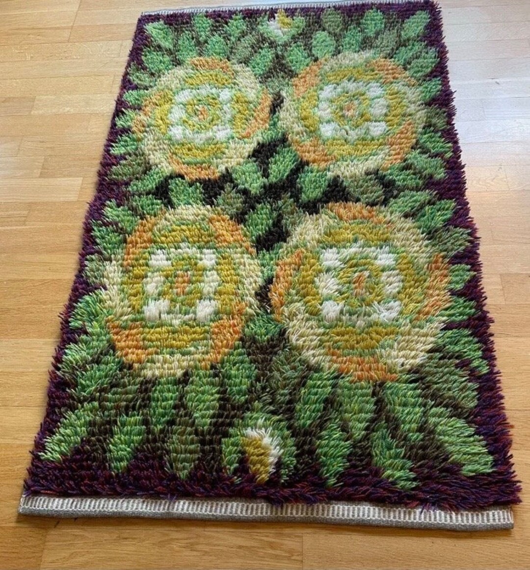 Etsy Rya Rug Kits Vintage Swedish Rya Rug . Cozy Swedish Rya Carpet Scandinavian Handmade ...