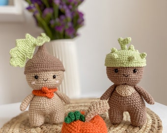 Amigurumi Crochet Pattern 3in1 – Baby Acorn, Chestnut, Pumpkin (PDF)