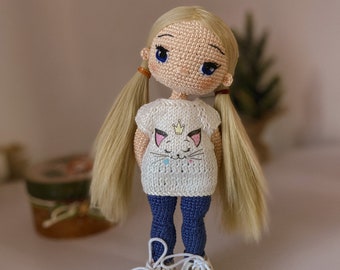 Crochet Girl Gigi Doll Pattern, Amigurumi Toy (PDF Pattern)