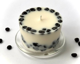 Coffee Candle, Coffee Scented Candle, Aromatherapy Candle, Aromatic Pillar Candle With Coffee, Natural Soy Wax Candle
