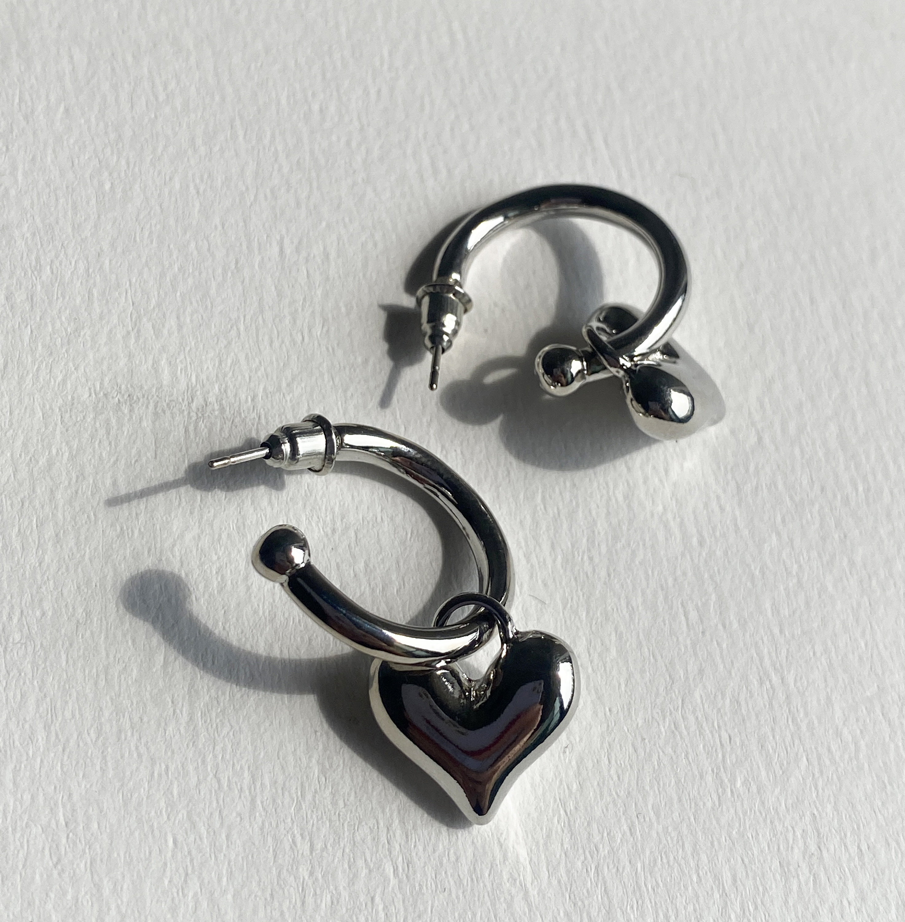 Heart Hoop Earrings With a Heart Dangle Style Valentines Etsy UK