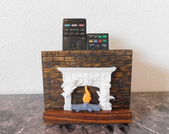 Remote Control Caddy / With a Mini Fireplace a great housewarming gift or a gift for dad